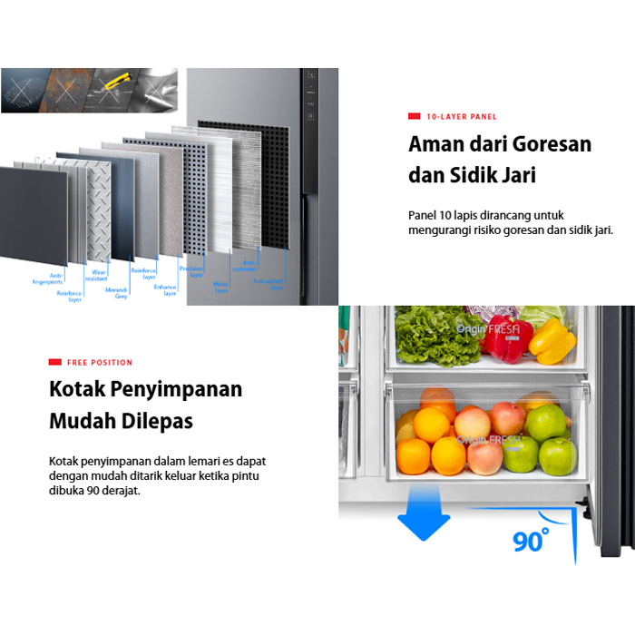 Toshiba Kulkas Side By Side PureBio Inverter 555 L - GR-RS696-WE | GRRS696WE